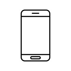 Smartphone outline icon. Wireframe contour of modern mobile phone, cellphone isolated on white background. Elegant line style device symbol art. Gadget sign, logo illustration. Vector EPS 10