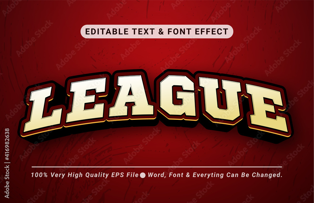 Poster league event text effect, editable text font effect