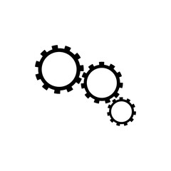 Three black gears different sizes icon isolated on white background. Settings symbol for your interface. Simple ilustration. Vector EPS 10