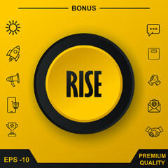 RISE ICON. YELLOW ROUND BUTTON