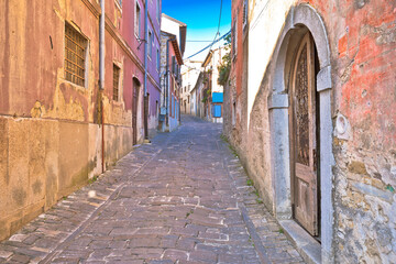 Fototapeta na wymiar Motovun. Paved colorful street of old town of Motovun
