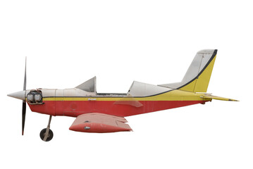 Light utilitarian aircraft used in Israel. Retro airplanes exhibition. Isolated