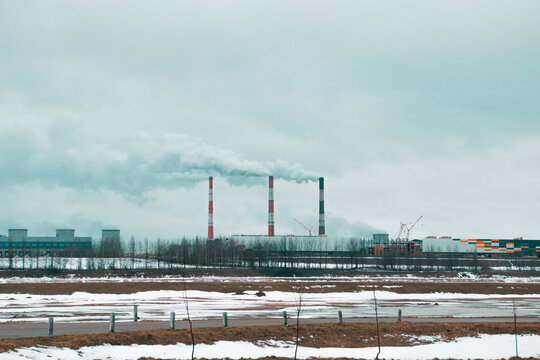 smoking pipes of a thermal power plant