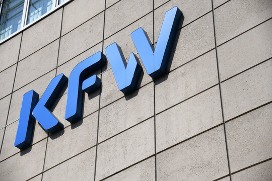 Bonn, North Rhine-Westphalia / Germany  - May 15, 2018: KfW logo in Bonn, Germany - KfW is a german government-owned development bank