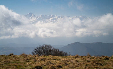 clouds over the Pyrenees mountains in Ariege France (Col de Portel)