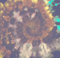 Tie Dye Circle. Colorful Artistic Fabric. Dyed