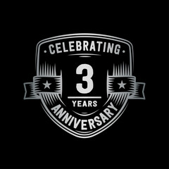 Fototapeta premium 3 years anniversary celebration shield design template. Vector and illustration.