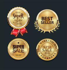 Luxury golden design elements badges and labels collection 