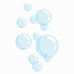 Translucent Air Bubbles. Balloons in the water. Soap Bubbles of different sizes. Vector illustration isolated on white background.