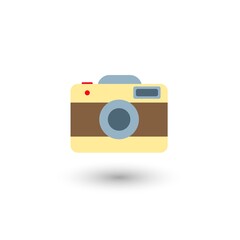 Simple vintage camera line illustration icon, colored flat style pictogram retro style film camera. For app, graphic design, infographic, web site, ui, ux, dev, software. Vector EPS 10