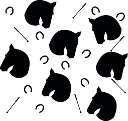 pattern of a horse, horseshoe and stick