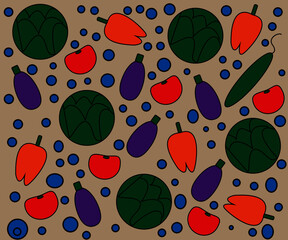 the patter consists of vegetables tomatoes, cucumbers.