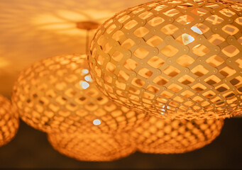 Fototapeta premium Handmade chandeliers with beautiful lights and colours