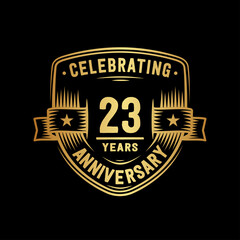 23 years anniversary celebration shield design template. Vector and illustration.