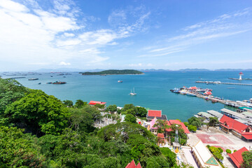 view of the sea from the sea ,tropical island , Koh SiChang, Chon Buri, Thailand