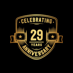 29 years anniversary celebration shield design template. Vector and illustration.