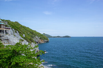 Fototapeta na wymiar view of the coast of the region sea ,tropical island , Koh SiChang, Chon Buri, Thailand