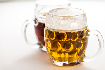 premium czech beer lager on white