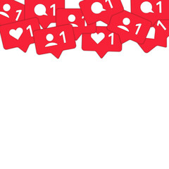 social network post background red message icons like subscription