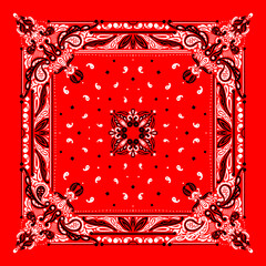 Vector pattern based on square ornament paisley Bandana Print for boys and girls. Best motive for print on fabric or papper.