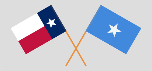 Crossed flags of the State of Texas and Somalia. Official colors. Correct proportion