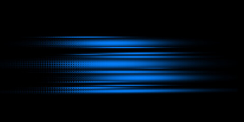  Abstract blue light trails in the dark, motion blur effect
