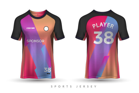 Soccer Jersey And T-shirt Sport Mockup Template, Graphic Design For Football Kit Or Activewear Uniforms, Customize Logo And Name, Easily To Change Colors And Lettering Styles In Your Team.