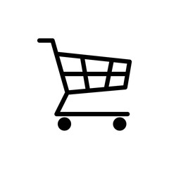 Shopping cart line icon in black, outline sign, linear style pictogram isolated on white background. Symbol, logo illustration for web or app. Vector EPS 10.