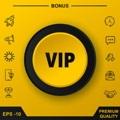  VIP ICON. YELLOW ROUND BUTTON.
