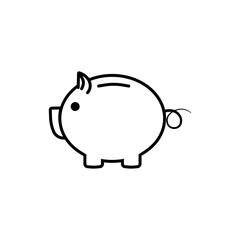 Piggy bank line icon in black. Savings money symbol. Simple design. Outline flat style. Financial literacy concept. Isolated on white background. For app or web Vector EPS 10.