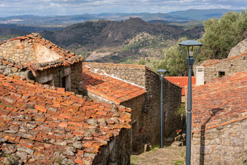 Monsanto historic village beautiful stone houses and rooftops, in Portugal