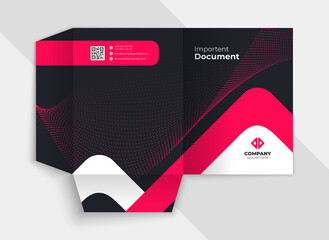 Pocket Document Folder Template Abstract Design With Red and Black Color 