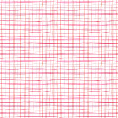 Checkered pattern. Watercolor illustration. Pink, purple simple brush strokes. Hand painted backdrop for decor, wrapping paper, wallpaper, textures, web page background.