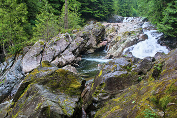 The beautiful Weeks Falls on the Snoqualmie River in the Mt. Baker/Snoqualmie National Forest, near North Bend, Washington.