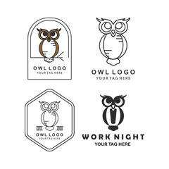 owl set collection logo icon