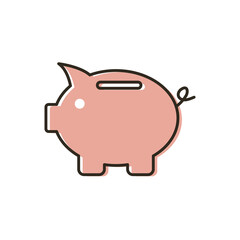 colour Money bank icon. Piggy bank - saving money icon