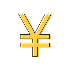 colour Yen  icon. Yen  sign. vector