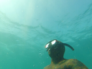 freediving in sea