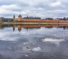 View of the Kremlin in Veliky Novgorod from the Volkhov River.