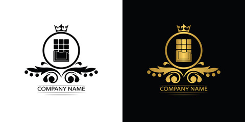 chokolate logo template luxury royal vector company decorative emblem with crown	