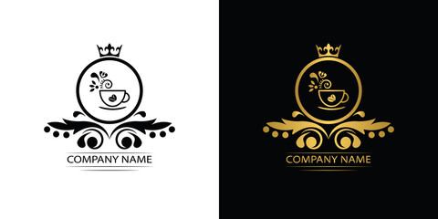 coffee logo template caffeine luxury royal vector company decorative emblem with crown	
