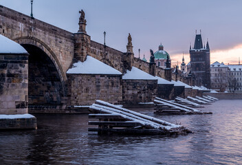 charles bridge during sunrise