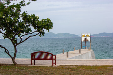 bench on the beach ,Sea side bench, Koh Sichang, Chonburi, Thailand