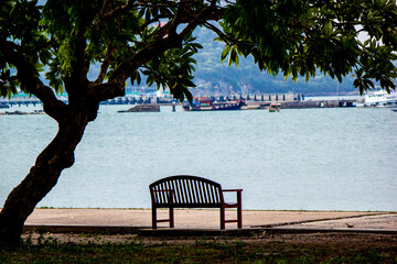 bench in the park ,Sea side bench, Koh Sichang, Chonburi, Thailand