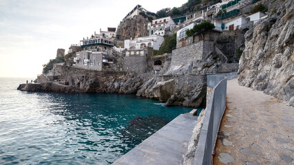 Scenic road to Praiano on the Amalfi Coast, Italy