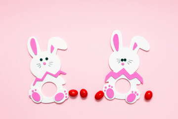 DIY craft, Easter bunny and colorful candies