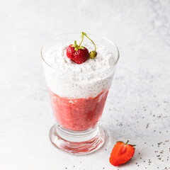 Yogurt Healthy breakfast with berry puree.