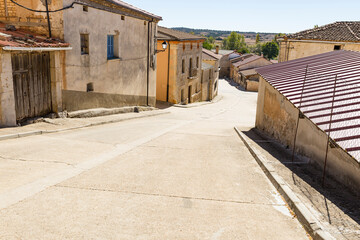 a street in Alcoba de la Torre village (Alcubilla de Avellaneda), province of Soria, Castile and Leon, Spain