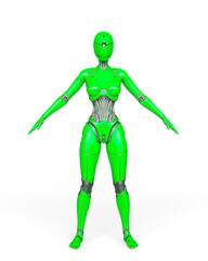 gynoid is the super fembot in white background