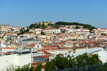 Fototapeta na wymiar Lisbon skyline and Castle of Sao Jorge (Portuguese: Castelo de Sao Jorge), city of Lisbon, Portugal. 